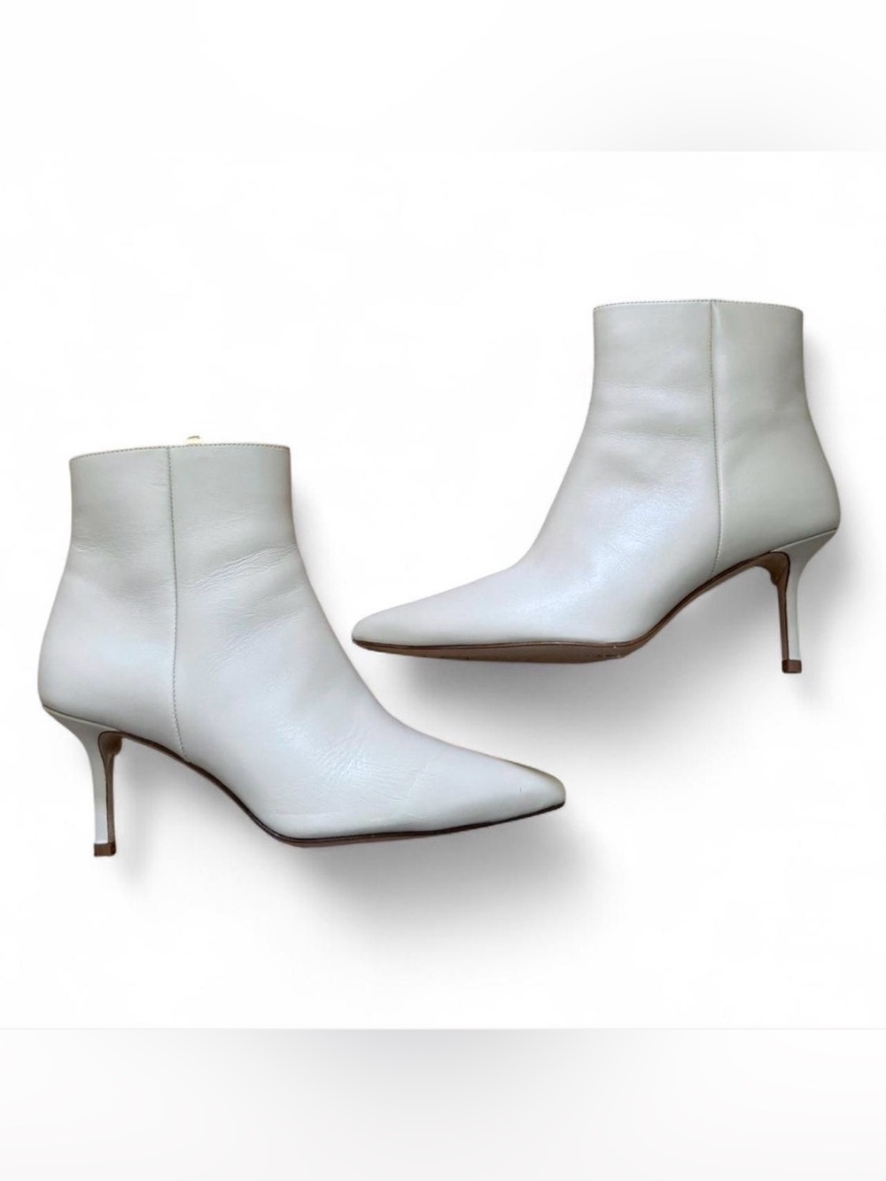 L'AGENCE Aimee II Leather Ankle Boots in cream leather size 38